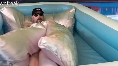 Humping Silk Covered Down Comforter in the Pool and Super Puff Jacket
