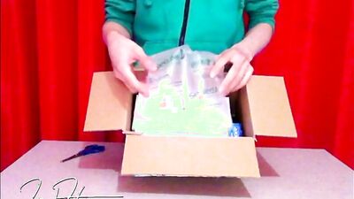 Sexy Unboxing - Twink tests a Fleshlight for the first time, loses control of his cock and cums jizz