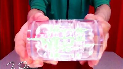 Sexy Unboxing - Twink tests a Fleshlight for the first time, loses control of his cock and cums jizz