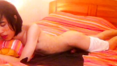 Twink Humping Bed - Jon Arteen strokes his dick sensually, moans untill orgasm, cums far & relaxes