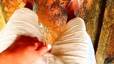 Pull out hard black dick homemade outdoor public solo fun and sloppy juicy cum flowing