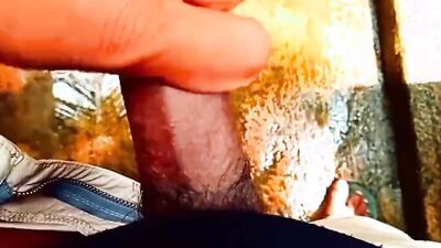Pull out hard black dick homemade outdoor public solo fun and sloppy juicy cum flowing