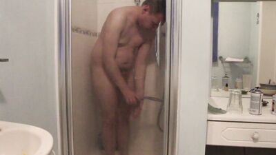Having a shower