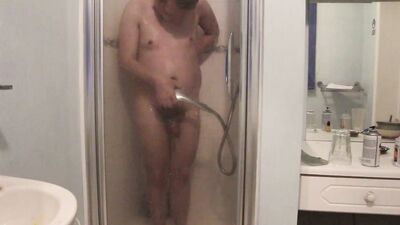 Having a shower