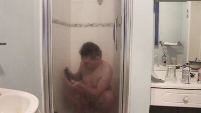 Having a shower