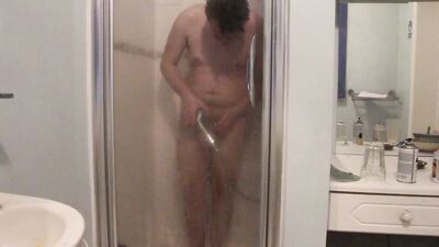 Having a shower