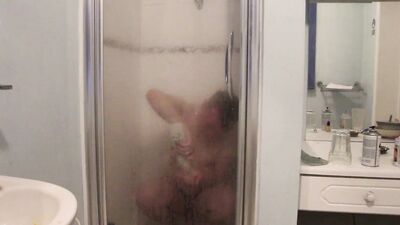 Having a shower