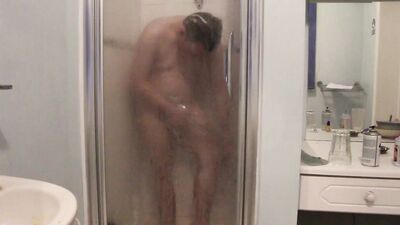 Having a shower