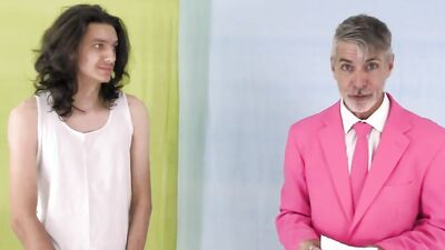 Twinky boy strips down for an older man