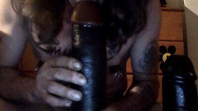 Sucking a dildo from my ass
