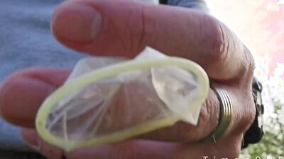 Dominant guy makes imaginary friend suck and cum a lot in condom