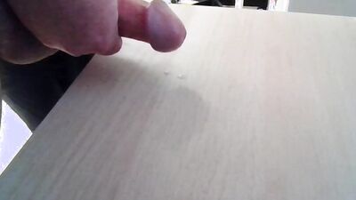 Jerking off alone with big cum shot finish on my desk