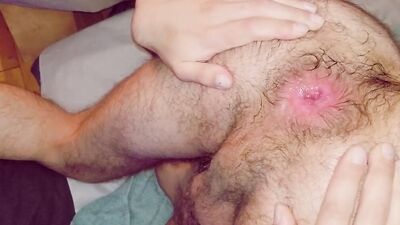 Hairy ass up gaping - toying with gape kisses and farts