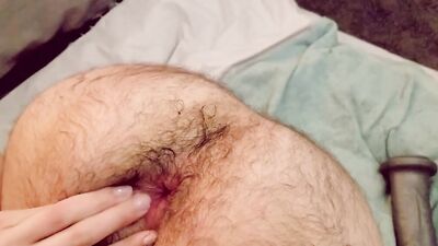 Hairy ass up gaping - toying with gape kisses and farts