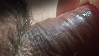 Detailed extreme closeup stiff glistening cock, foreskin pulled back, fucking, thrusting, penetrating rubber (TPE) pussy sex toy