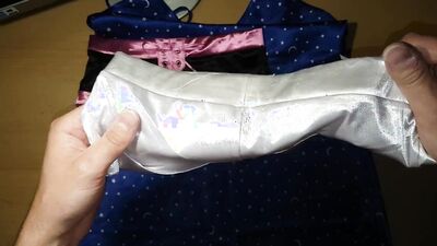 Satin panties shorts fuck cum jerk