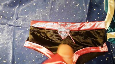 Satin panties shorts fuck cum jerk