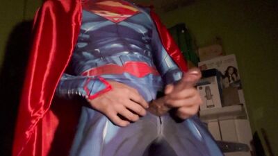 Superman jerk off and cumshot.