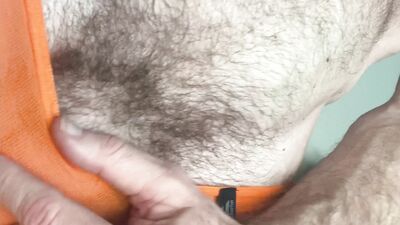 4Hunks Orange Bulge Briefs - teasing my cock to a big cumshot