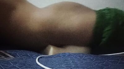 Doing phone sex and humping my fake pussy till I cummed hard.