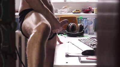filmed my flatmate having nice time watching porn in my room