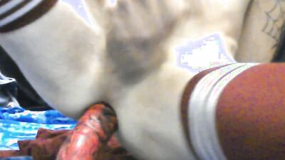 Hard fuck w/ 2 big dildos and self penetration