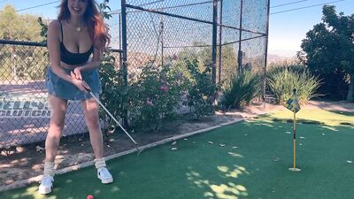 Golf date turns into sneaky public fuck with hot redhead