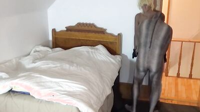 crocodile print zentai enjoys shirtless jock in jeans