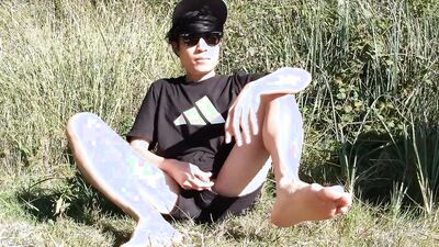 Caught wanking I stop my masturbation session outdoor but I still crave to cum cause I'm a horny boy