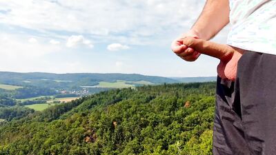 Four cum in a row with beautiful view