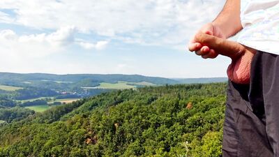 Four cum in a row with beautiful view