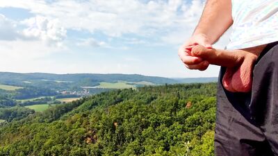 Four cum in a row with beautiful view
