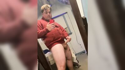 Male masturbation moaning cumshot on mirror
