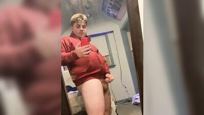 Male masturbation moaning cumshot on mirror