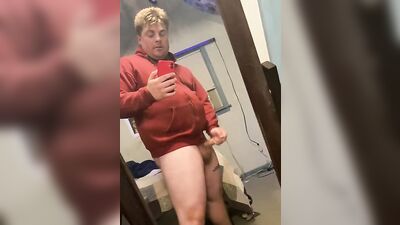 Male masturbation moaning cumshot on mirror