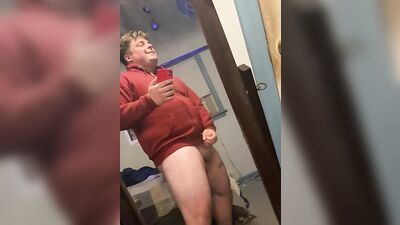 Male masturbation moaning cumshot on mirror