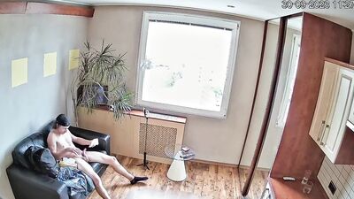 He thinks no one can see him... Cock sucking blowjob