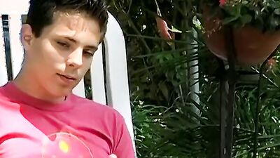 Young man goes outside for some solo cock stroking action