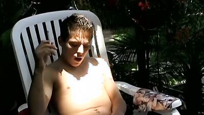 Young man goes outside for some solo cock stroking action