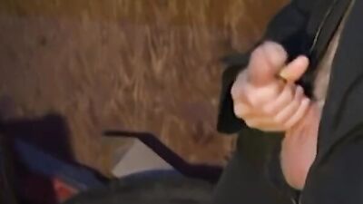 Bald hunk Hook Scott anal rides dildo while solo masturbation