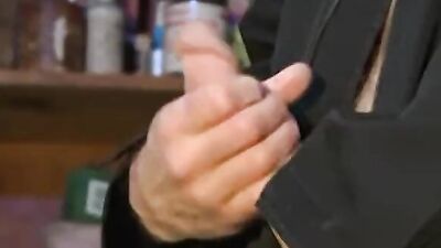 Bald hunk Hook Scott anal rides dildo while solo masturbation