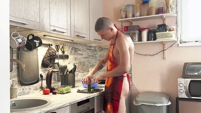 Stepdad fucked his stepson in the kitchen