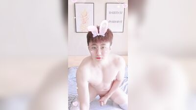 Cute little bunny shows masturbation to everyone