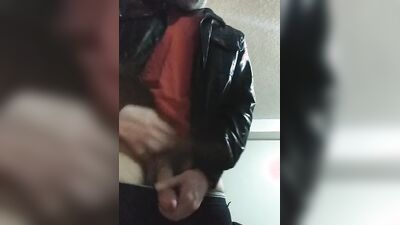 Standing over you jerking off with ass play and cum