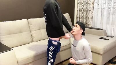 Two friends jerk off in sporwear