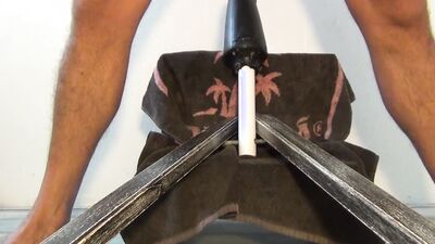 Playing and pounding with my extreme dildo in my ass.