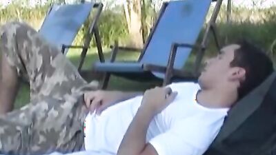 Young Euro farmhand eating cum after doggystyle drilling