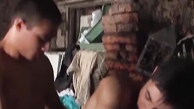 Young Euro farmhand eating cum after doggystyle drilling