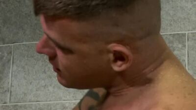 Horny 4 Hairy Guys, Tattoos & Big Dicks In A Public Shower!