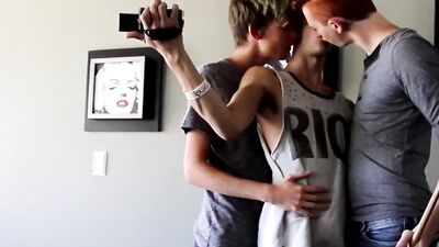 Homemade POV threesome for twink guys